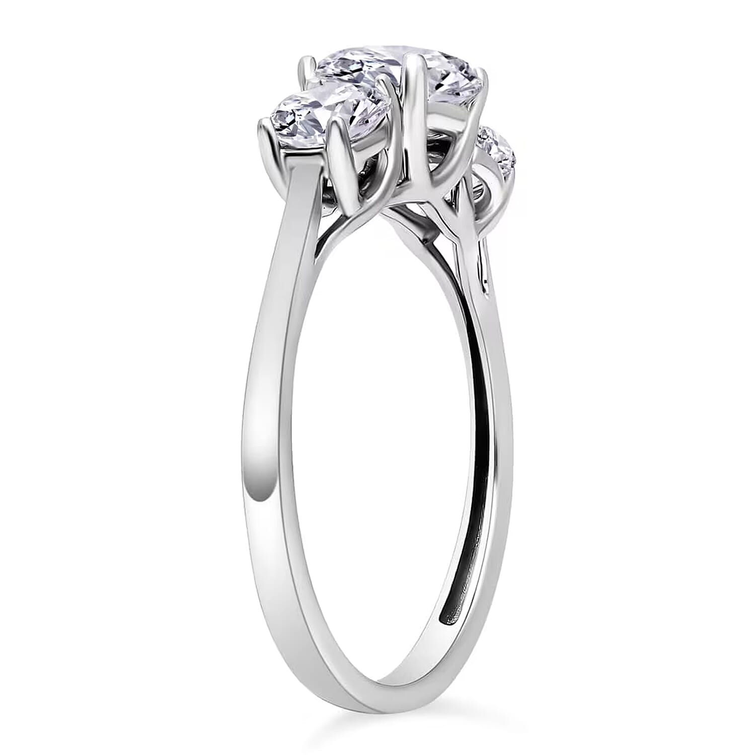 Luxuriant Lab Grown Diamond SI 1.50 ctw Trilogy Ring in 14K White Gold (Size 10.0)