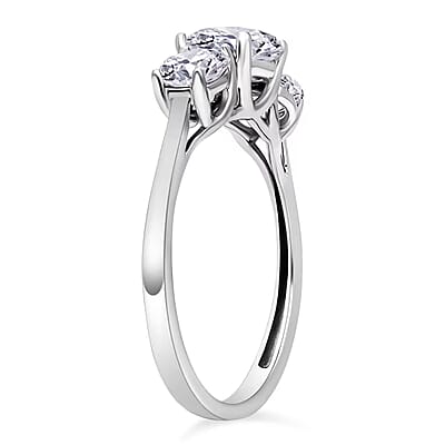 Luxuriant Lab Grown Diamond SI 1.50 ctw Trilogy Ring in 14K White Gold (Size 10.0)