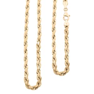 10K Yellow Gold 6mm Rope Chain Necklace 20 Inches 10.20 Grams