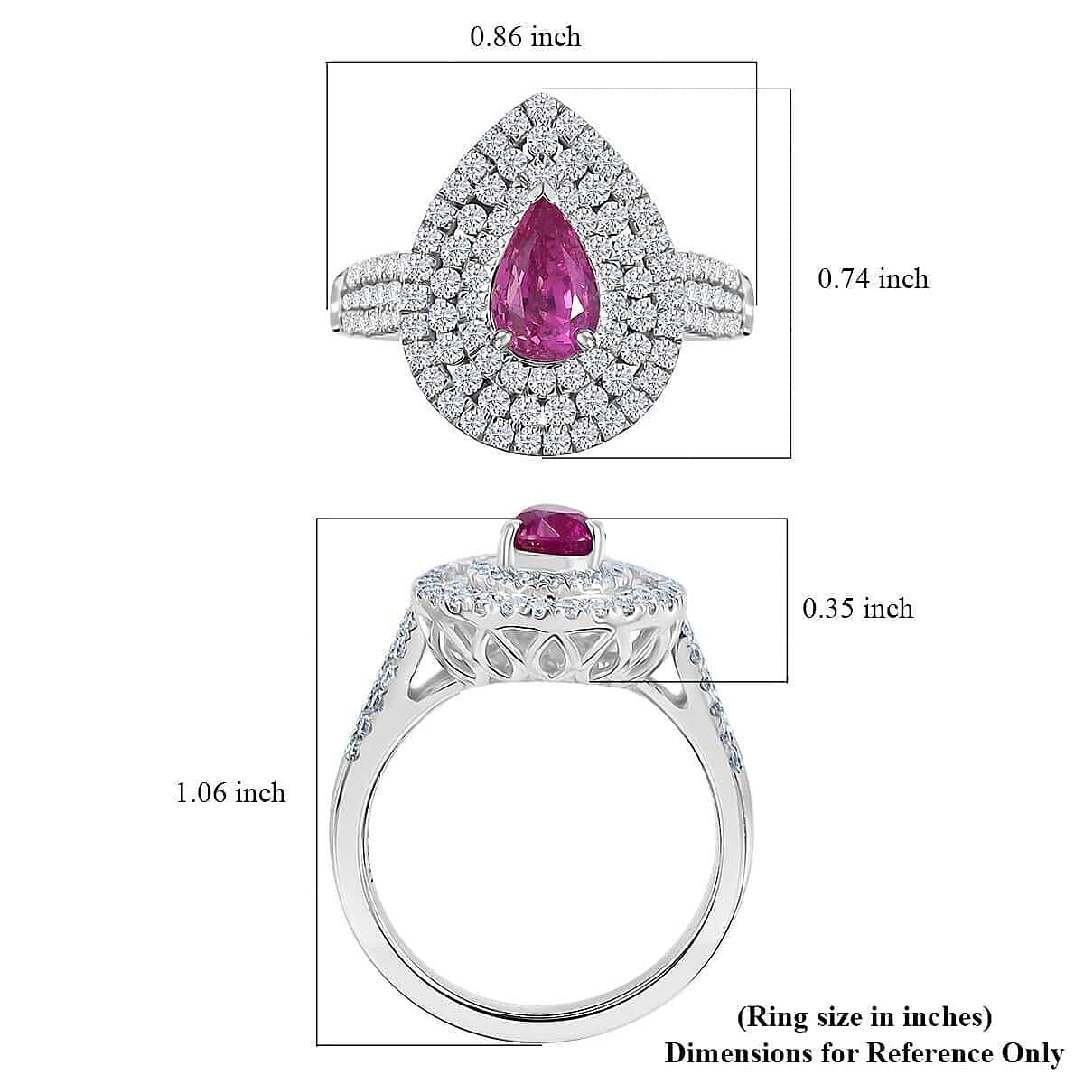 Certified & Appraised Rhapsody 950 Platinum AAAA Padparadscha Sapphire, Diamond (E-F, VS2) (1.22 cts) Double Halo Ring (Size 10.0) (7 g) 2.50 ctw