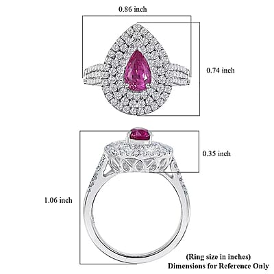Certified & Appraised Rhapsody 950 Platinum AAAA Padparadscha Sapphire, Diamond (E-F, VS2) (1.22 cts) Double Halo Ring (Size 10.0) (7 g) 2.50 ctw