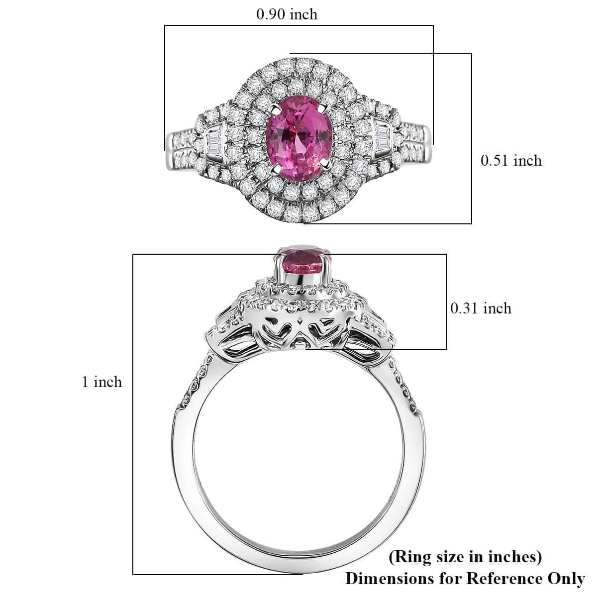 Certified & Appraised Rhapsody AAAA Padparadscha Sapphire and E-F VS2 Diamond 1.76 ctw Ring in 950 Platinum (Size 7.0) 7.71 Grams image number 5