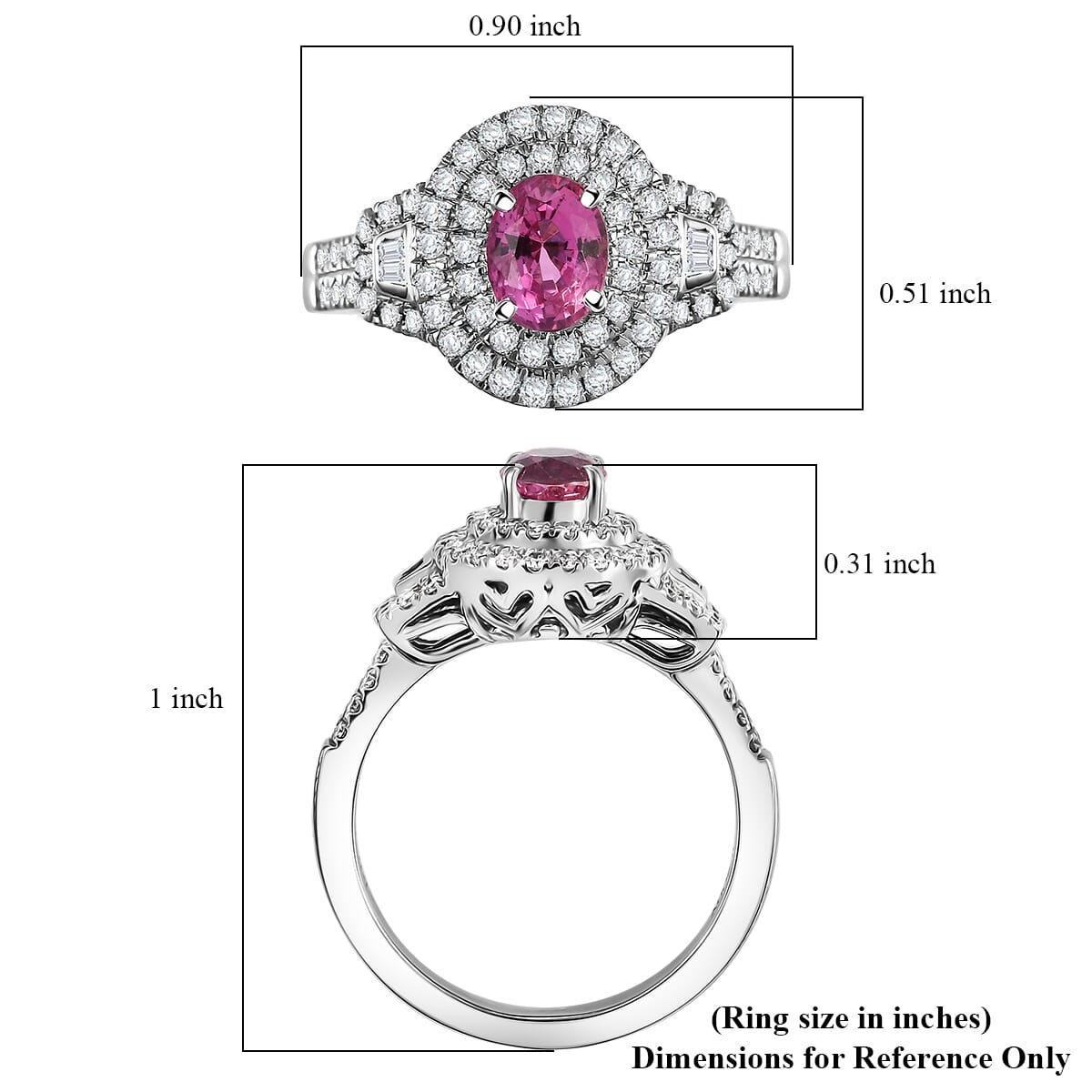 Certified & Appraised Rhapsody AAAA Padparadscha Sapphire and E-F VS2 Diamond 1.76 ctw Ring in 950 Platinum (Size 9.0) 7.71 Grams image number 5