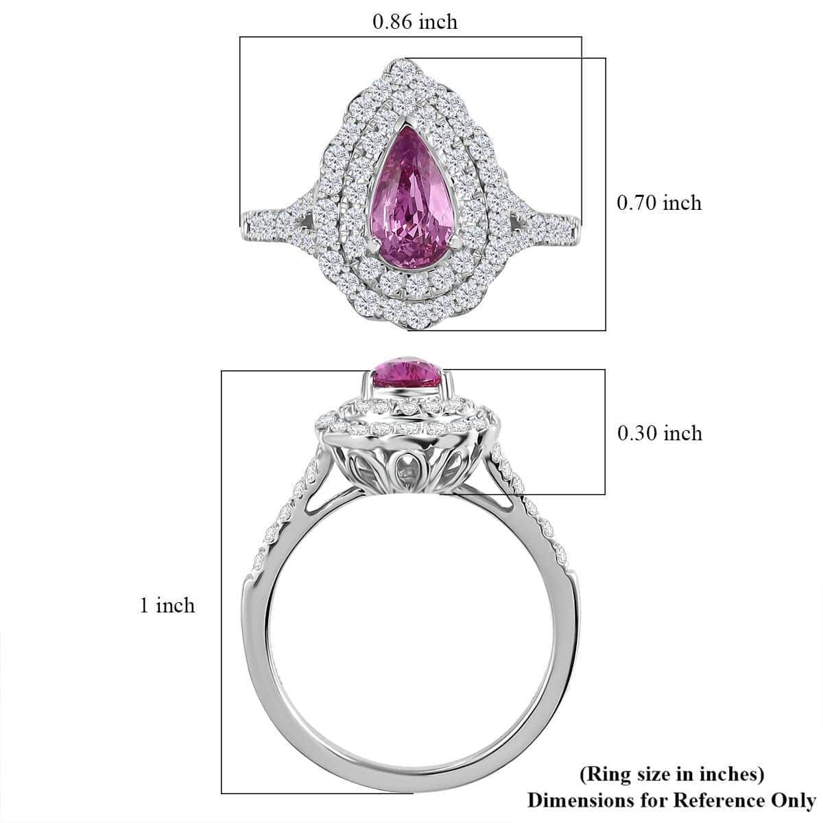 Certified & Appraised Rhapsody AAAA Padparadscha Sapphire and E-F VS2 Diamond 1.60 ctw Ring in 950 Platinum (Size 10.0) 6.30 Grams image number 5