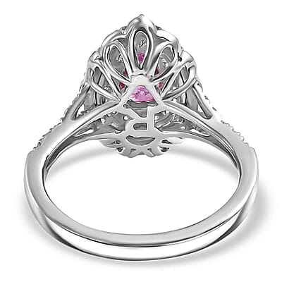 Certified & Appraised Rhapsody 950 Platinum AAAA Padparadscha Sapphire, Diamond (E-F, VS2) (0.61 cts ) Ring (Size 10.0) (6.30 g) 1.60 ctw