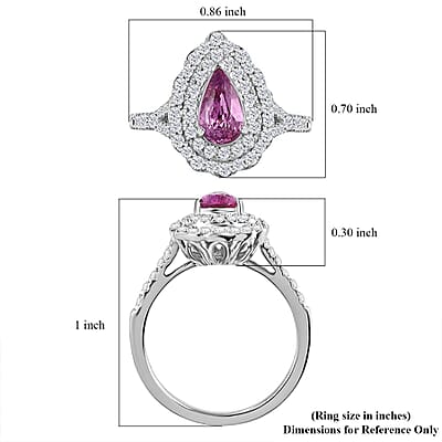 Certified & Appraised Rhapsody 950 Platinum AAAA Padparadscha Sapphire, Diamond (E-F, VS2) (0.61 cts ) Ring (Size 10.0) (6.30 g) 1.60 ctw