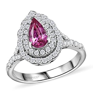 Certified & Appraised Rhapsody AAAA Padparadscha Sapphire and E-F VS2 Diamond 1.60 ctw Ring in 950 Platinum (Size 6.0) 6.30 Grams