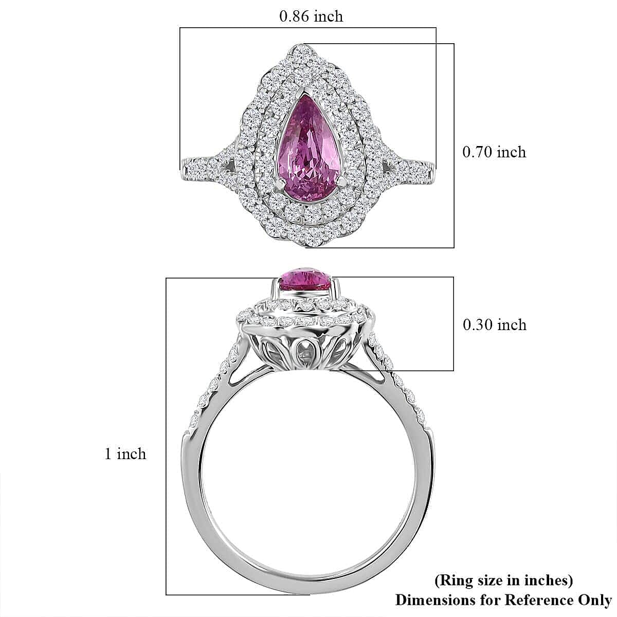 Certified & Appraised Rhapsody AAAA Padparadscha Sapphire and E-F VS2 Diamond 1.60 ctw Ring in 950 Platinum (Size 6.0) 6.30 Grams image number 5