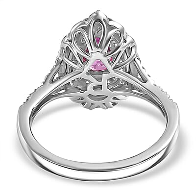 Certified & Appraised Rhapsody AAAA Padparadscha Sapphire and E-F VS2 Diamond 1.60 ctw Ring in 950 Platinum (Size 8.0) 6.30 Grams