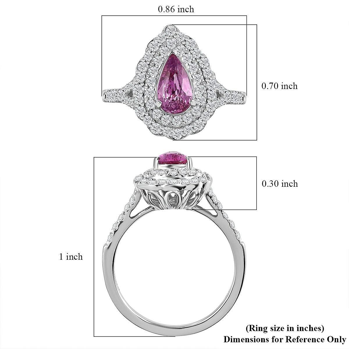 Certified & Appraised Rhapsody AAAA Padparadscha Sapphire and E-F VS2 Diamond 1.60 ctw Ring in 950 Platinum (Size 8.0) 6.30 Grams image number 5