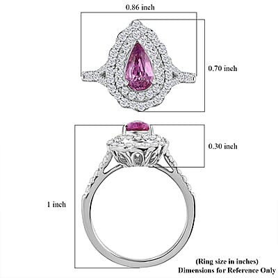 Certified & Appraised Rhapsody AAAA Padparadscha Sapphire and E-F VS2 Diamond 1.60 ctw Ring in 950 Platinum (Size 8.0) 6.30 Grams
