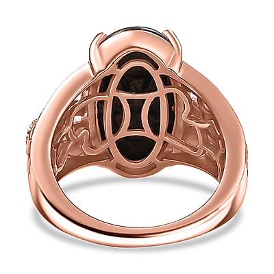 Karis Matrix Silver Shungite Flower Ring in 18K RG Plated (Size 10.0) 6.40 ctw