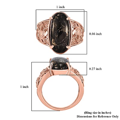 Karis Matrix Silver Shungite Flower Ring in 18K RG Plated (Size 10.0) 6.40 ctw