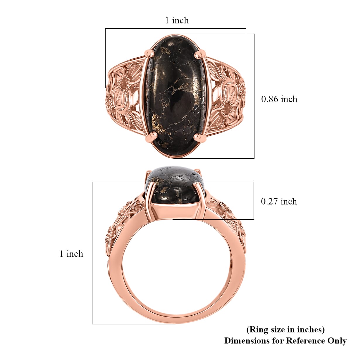Karis Matrix Silver Shungite 6.40 ctw Flower Ring in 18K RG Plated (Size 9.0) image number 5