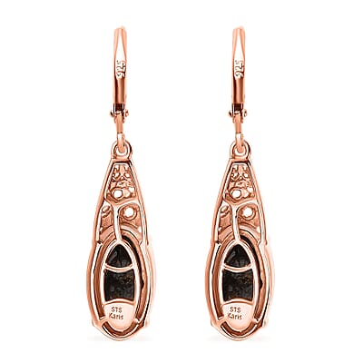Karis Matrix Silver Shungite 5.40 ctw Lever Back Earrings 18K RG Plated