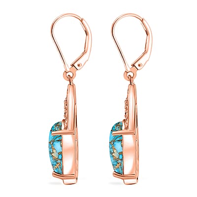 Karis Matrix Chestnut Brine Turquoise 6.10 ctw Lever Back Earrings in 18K RG Plated