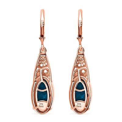 Karis Matrix Chestnut Brine Turquoise 6.10 ctw Lever Back Earrings in 18K RG Plated