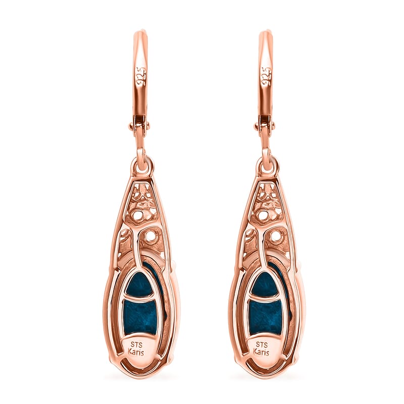 Karis Matrix Chestnut Brine Turquoise 6.10 ctw Lever Back Earrings in 18K RG Plated