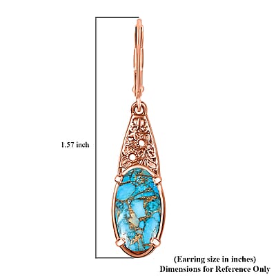 Karis Matrix Chestnut Brine Turquoise 6.10 ctw Lever Back Earrings in 18K RG Plated