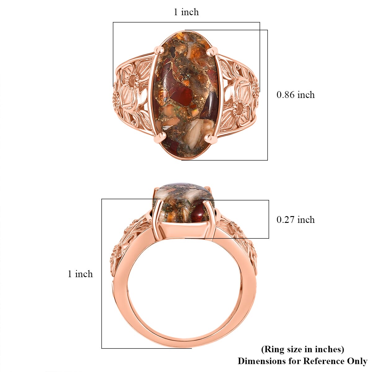 Karis Matrix Fire Opal 7.10 ctw Flower Ring in 18K RG Plated (Size 10.0) image number 5