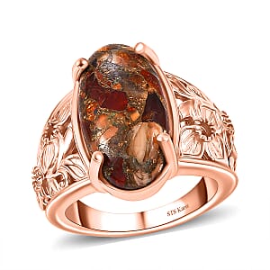 Karis Matrix Fire Opal 7.10 ctw Flower Ring in 18K RG Plated (Size 7.0)