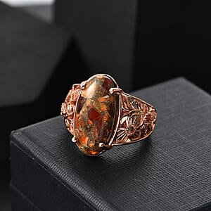 Karis Matrix Fire Opal 7.10 ctw Flower Ring in 18K RG Plated (Size 7.0)