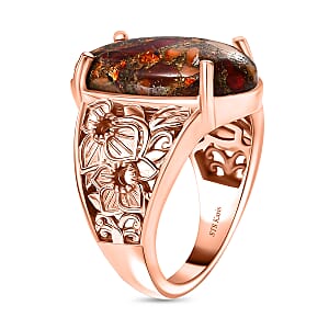 Karis Matrix Fire Opal 7.10 ctw Flower Ring in 18K RG Plated (Size 7.0)