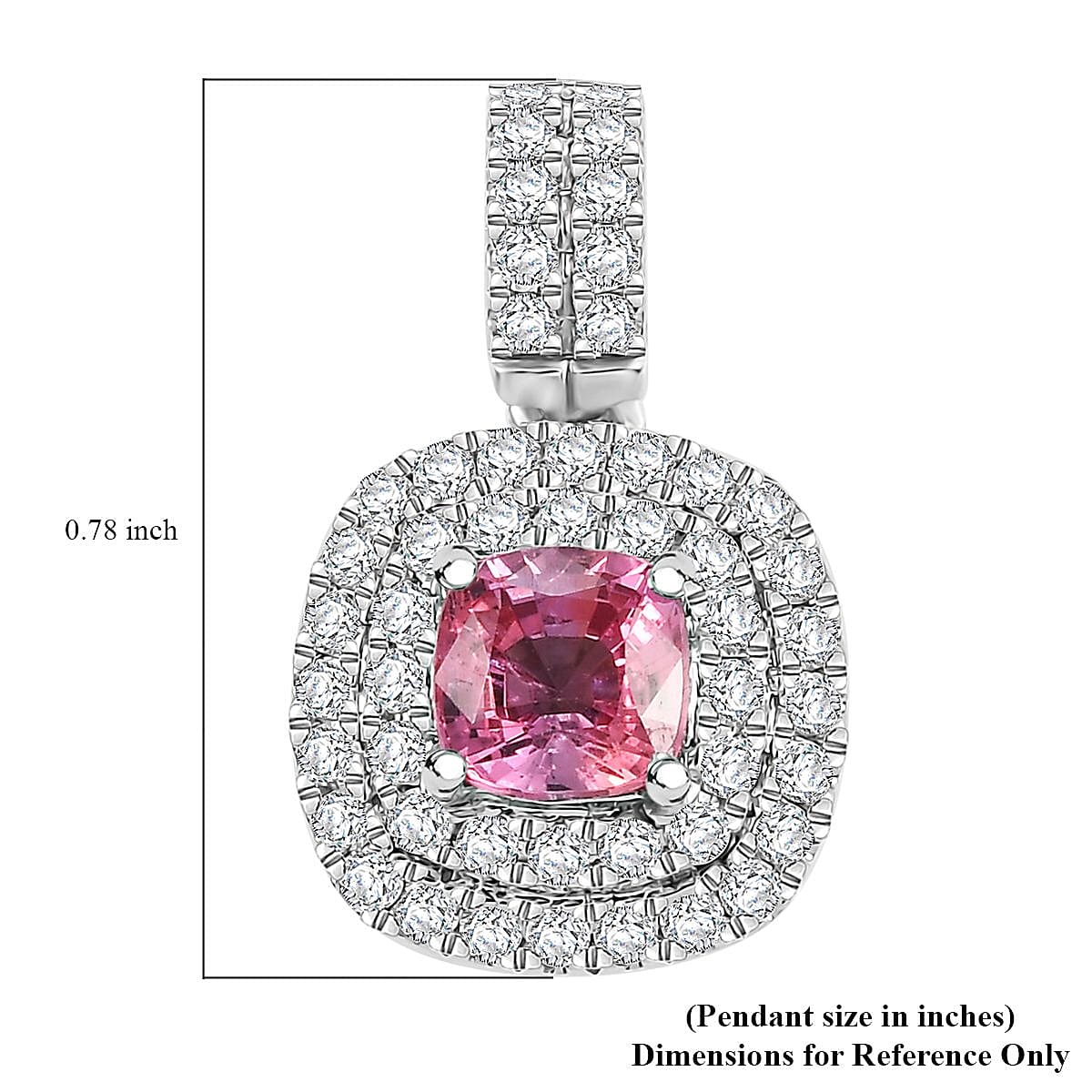 Certified & Appraised Rhapsody AAAA Padparadscha Sapphire and E-F VS2 Diamond 1.25 ctw Double Halo Pendant without Chain in 950 Platinum