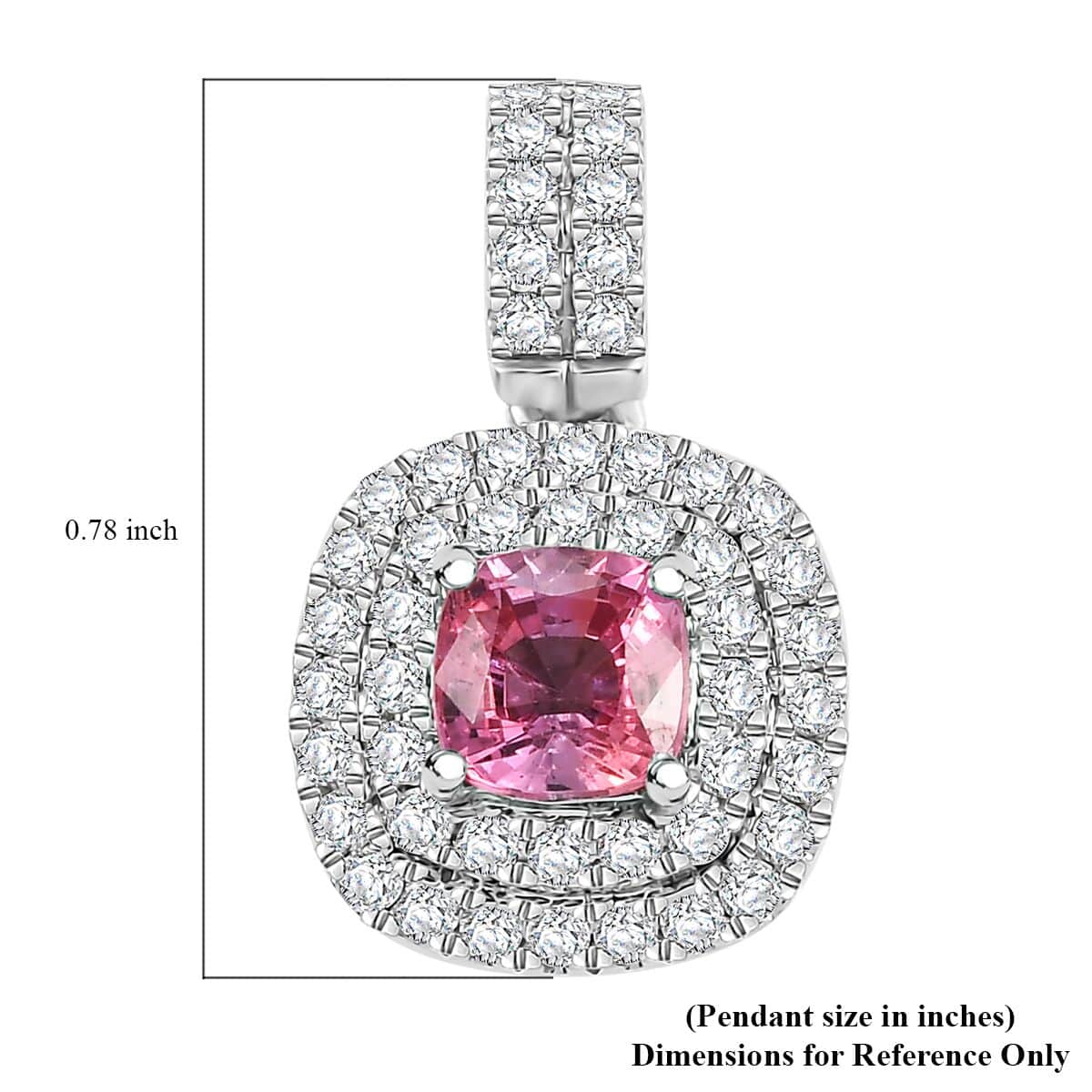 Certified & Appraised Rhapsody AAAA Padparadscha Sapphire and E-F VS2 Diamond 1.25 ctw Double Halo Pendant in 950 Platinum image number 5