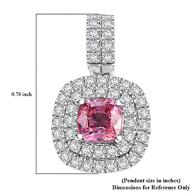 Certified & Appraised Rhapsody AAAA Padparadscha Sapphire and E-F VS2 Diamond 1.25 ctw Double Halo Pendant without Chain in 950 Platinum