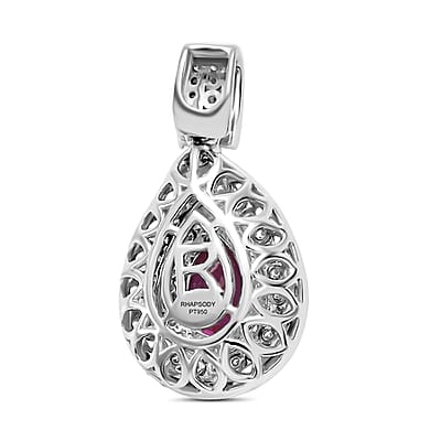 Certified & Appraised Rhapsody AAAA Padparadscha Sapphire and E-F VS2 Diamond 2.75 ctw Double Halo Pendant in 950 Platinum 