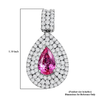 Certified & Appraised Rhapsody AAAA Padparadscha Sapphire and E-F VS2 Diamond 2.75 ctw Double Halo Pendant in 950 Platinum 