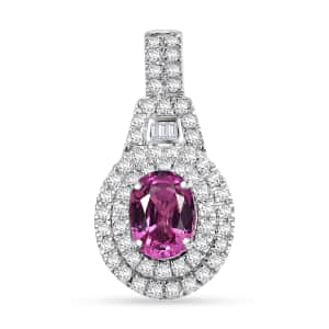 Certified & Appraised Rhapsody AAAA Padparadscha Sapphire and E-F VS2 Diamond 2.02 ctw Pendant in 950 Platinum 