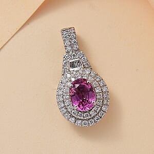 Certified & Appraised Rhapsody AAAA Padparadscha Sapphire and E-F VS2 Diamond 2.02 ctw Pendant without Chain in 950 Platinum 