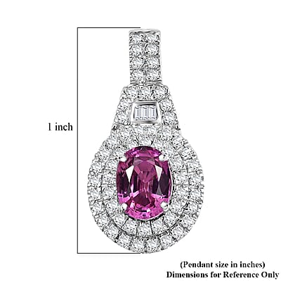 Certified & Appraised Rhapsody AAAA Padparadscha Sapphire and E-F VS2 Diamond 2.02 ctw Pendant without Chain in 950 Platinum