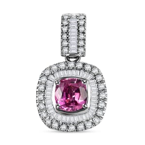 Certified & Appraised Rhapsody AAAA Padparadscha Sapphire and E-F VS2 Diamond 1.74 ctw Pendant without Chain in 950 Platinum