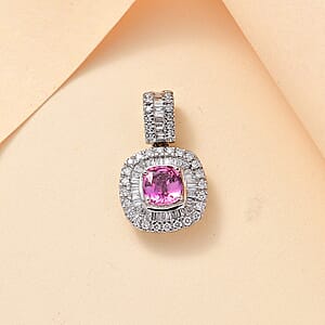 Certified & Appraised Rhapsody AAAA Padparadscha Sapphire and E-F VS2 Diamond 1.74 ctw Pendant without Chain in 950 Platinum