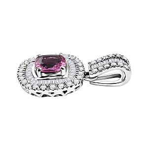 Certified & Appraised Rhapsody AAAA Padparadscha Sapphire and E-F VS2 Diamond 1.74 ctw Pendant without Chain in 950 Platinum