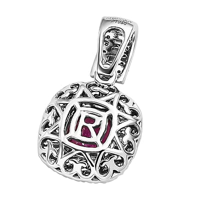 Certified & Appraised Rhapsody AAAA Padparadscha Sapphire and E-F VS2 Diamond 1.74 ctw Pendant without Chain in 950 Platinum