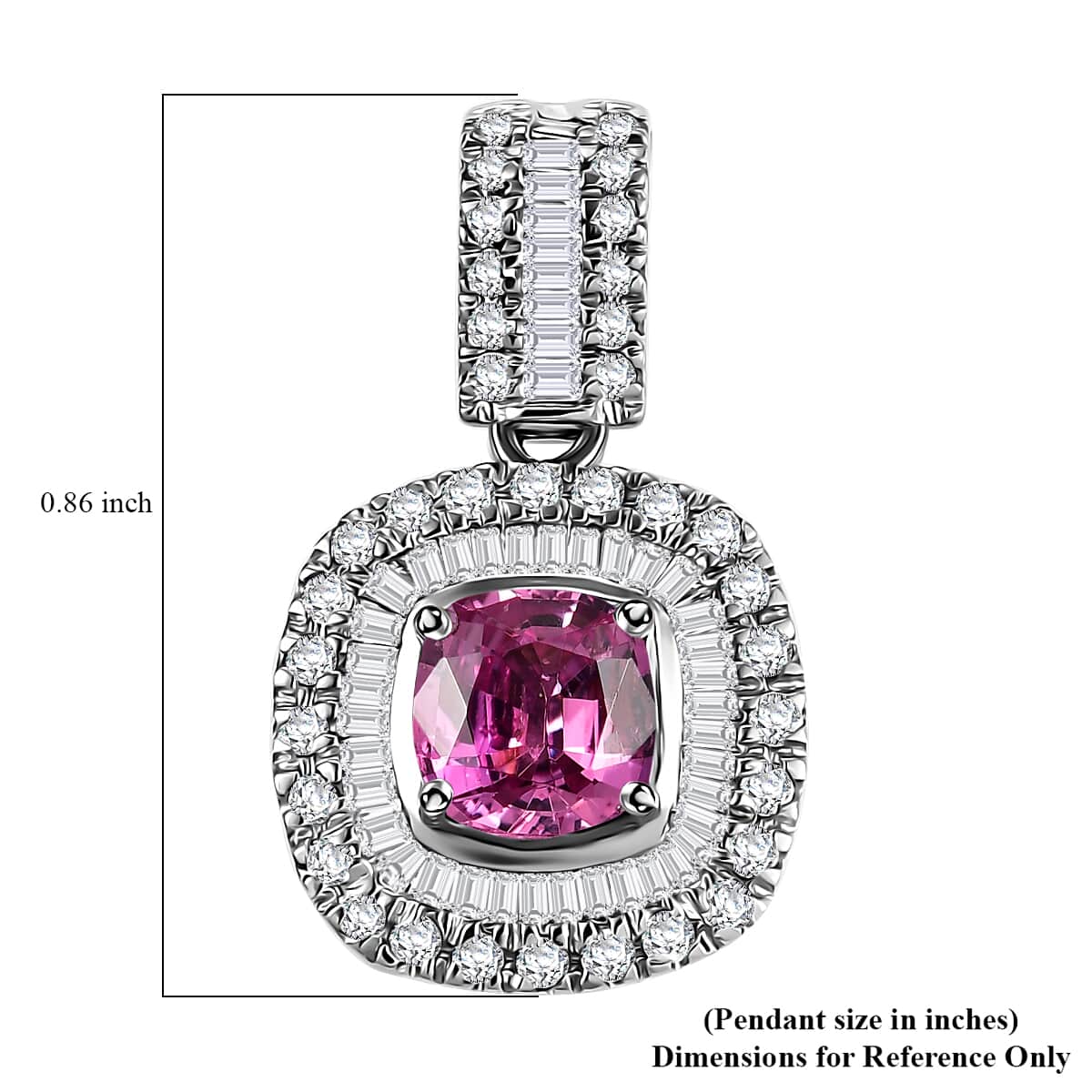 Certified & Appraised Rhapsody AAAA Padparadscha Sapphire and E-F VS2 Diamond 1.74 ctw Pendant in 950 Platinum image number 5