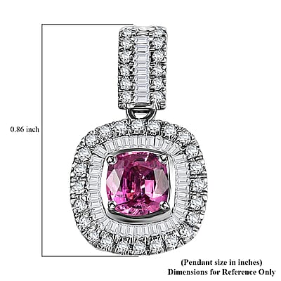 Certified & Appraised Rhapsody AAAA Padparadscha Sapphire and E-F VS2 Diamond 1.74 ctw Pendant without Chain in 950 Platinum