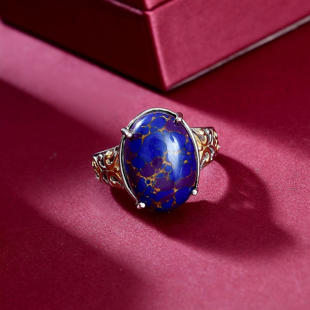 Karis Mojave Purple Turquoise Ring in 18K YG Plated and Platinum Bond (Size 10.0) 9.15 ctw image number 1