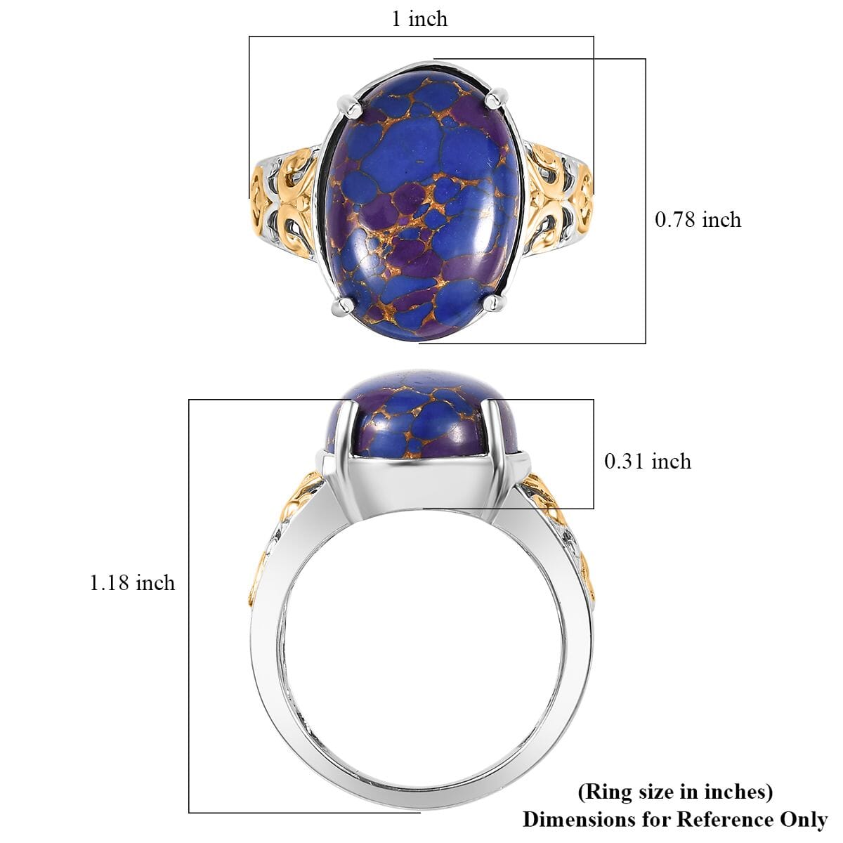Karis Mojave Purple Turquoise Ring in 18K YG Plated and Platinum Bond (Size 10.0) 9.15 ctw image number 5
