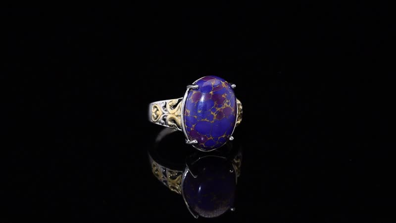 Karis Mojave Purple Turquoise Ring in 18K YG Plated and Platinum Bond (Size 10.0) 9.15 ctw
