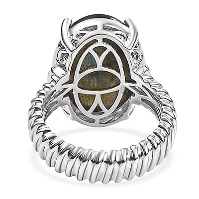 Karis Malagasy Labradorite 14.25 ctw Solitaire Ring in Platinum Bond (Size 10.0)