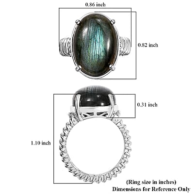 Karis Malagasy Labradorite 14.25 ctw Solitaire Ring in Platinum Bond (Size 10.0)