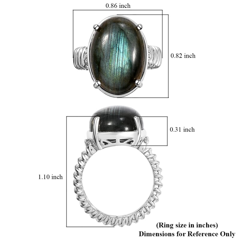 Karis Malagasy Labradorite 14.25 ctw Solitaire Ring in Platinum Bond (Size 10.0)