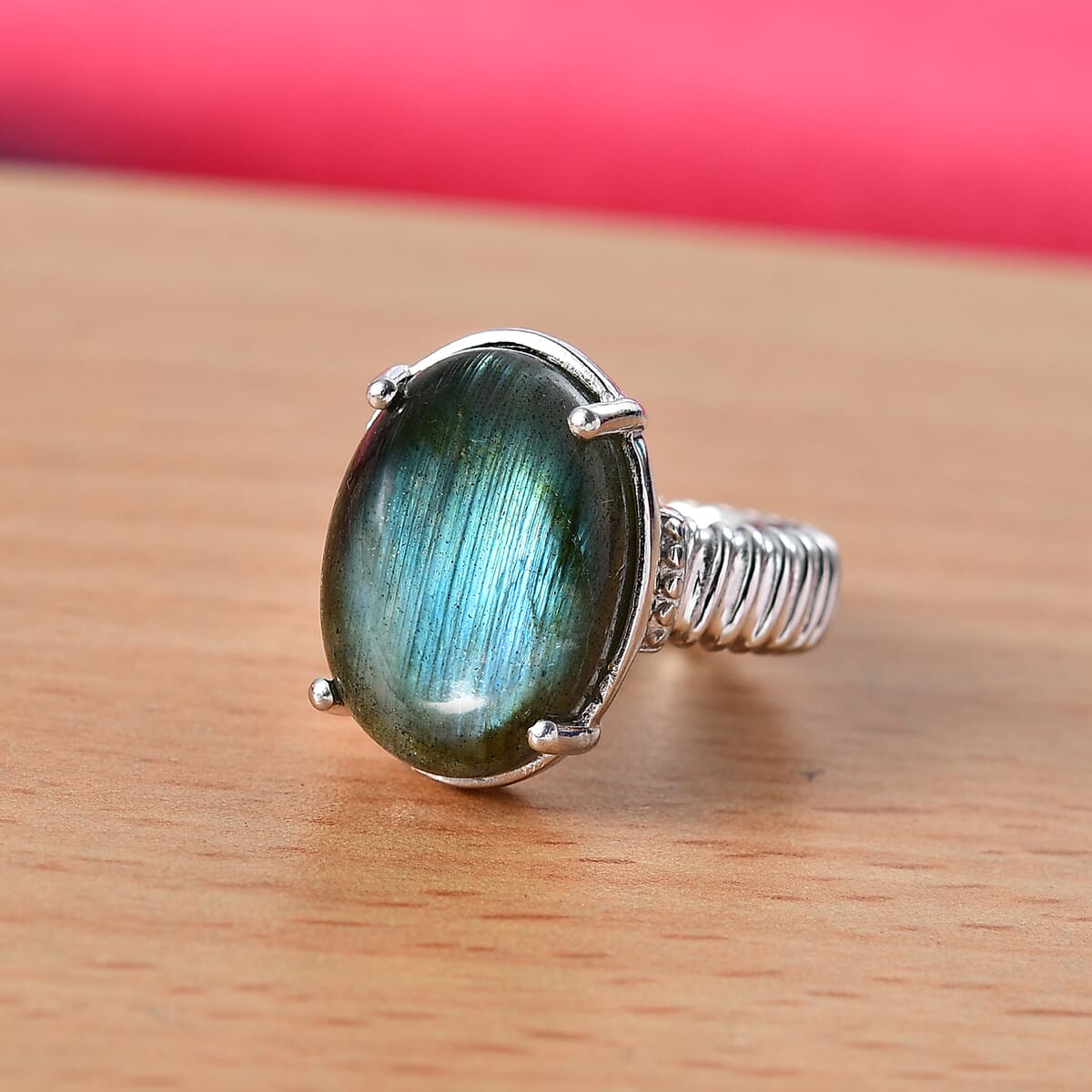 Karis Malagasy Labradorite 14.25 ctw Solitaire Ring in Platinum Bond (Size 5.0) image number 1