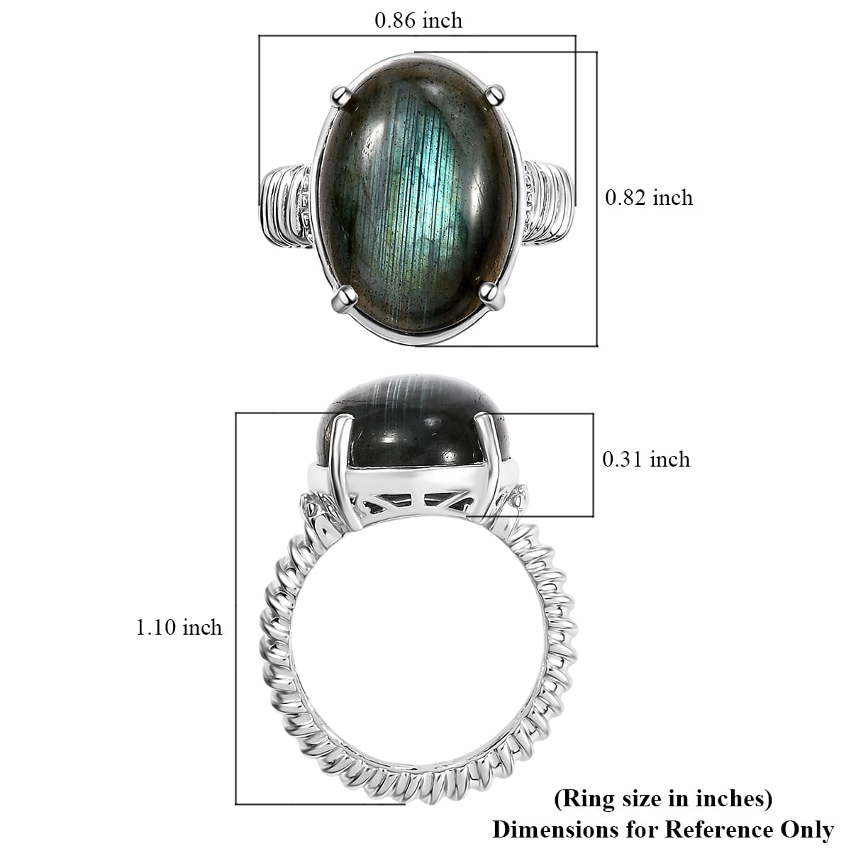 Karis Malagasy Labradorite 14.25 ctw Solitaire Ring in Platinum Bond (Size 5.0) image number 5