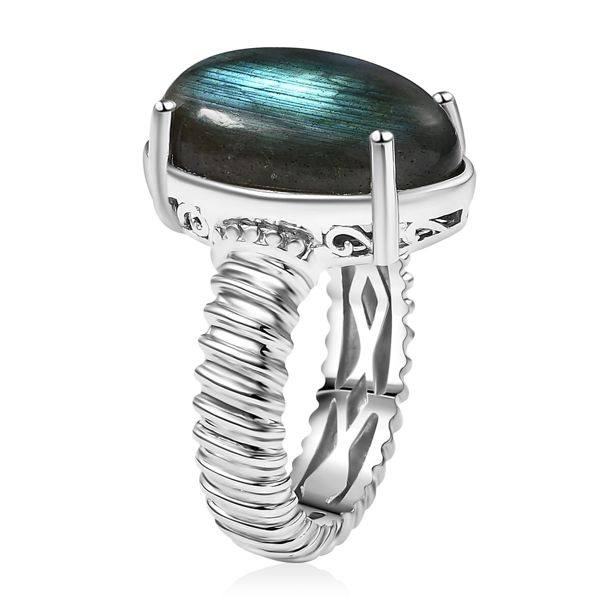 Karis Malagasy Labradorite 14.25 ctw Solitaire Ring in Platinum Bond (Size 7.0) image number 3